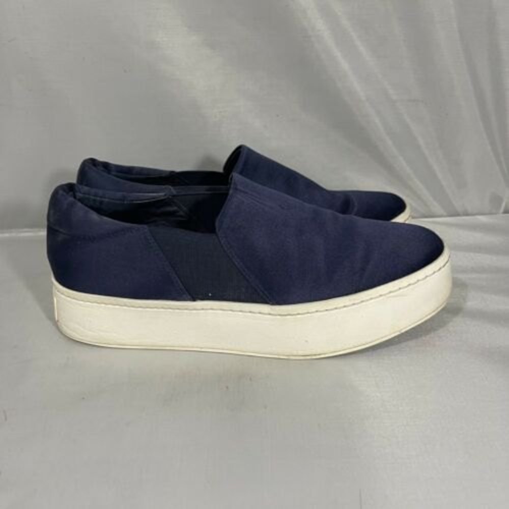 Vince Women’s Warren Satin Platform Navy slip on sneaker size 7.5